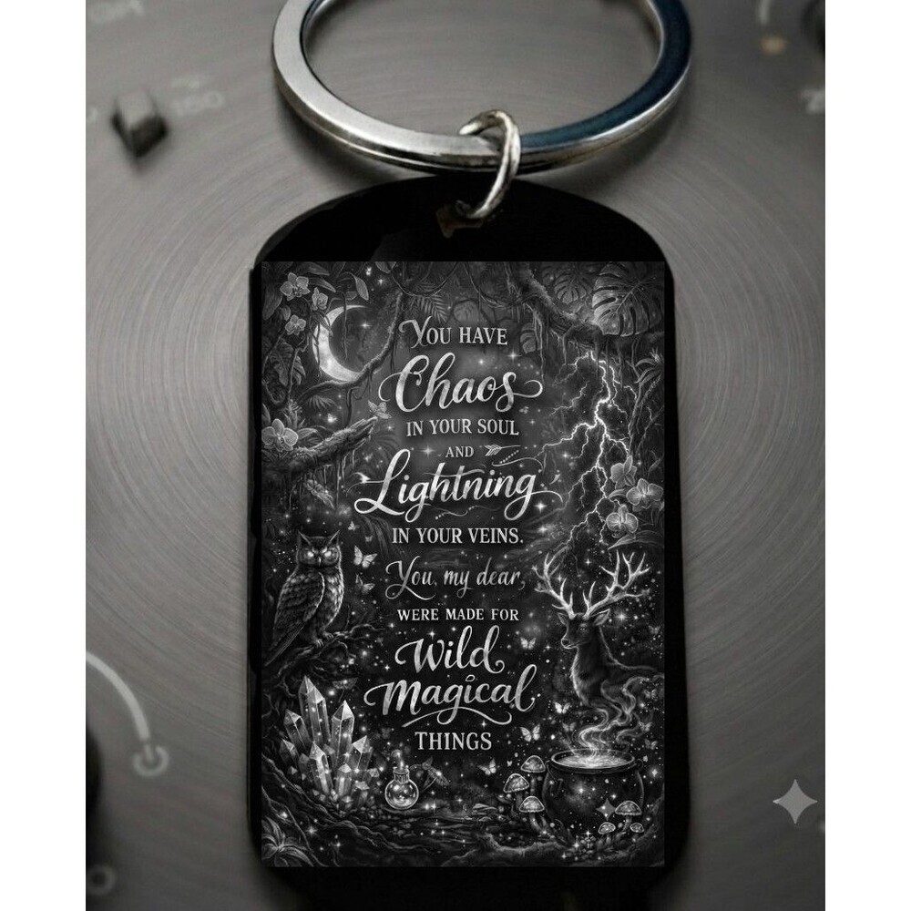 Chaos Soul Wold Life Amazing Grace Beautiful Stainless Keychain Moon Star Kiss